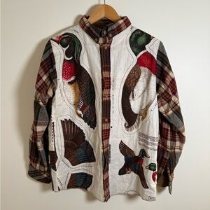 Men's Upcycled Plaid and Duck Print Shirt
